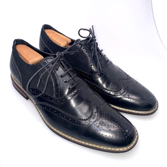 Parrazo Other - Parrazo Men's Size 11 Dress Shoes Black Wing Tip Block Hill Lace Fashion Oxford